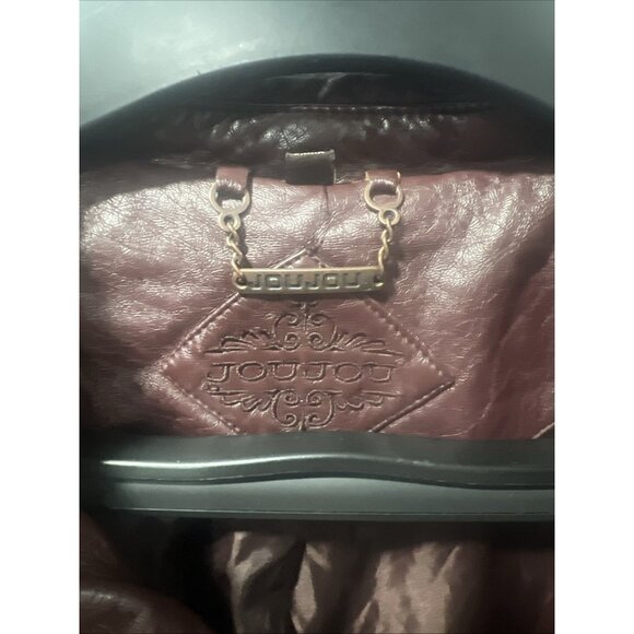 Jou Jou Women's Maroon Vegan Leather Fitted Moto‎ Style Jacket XL Biker - Picture 5 of 16